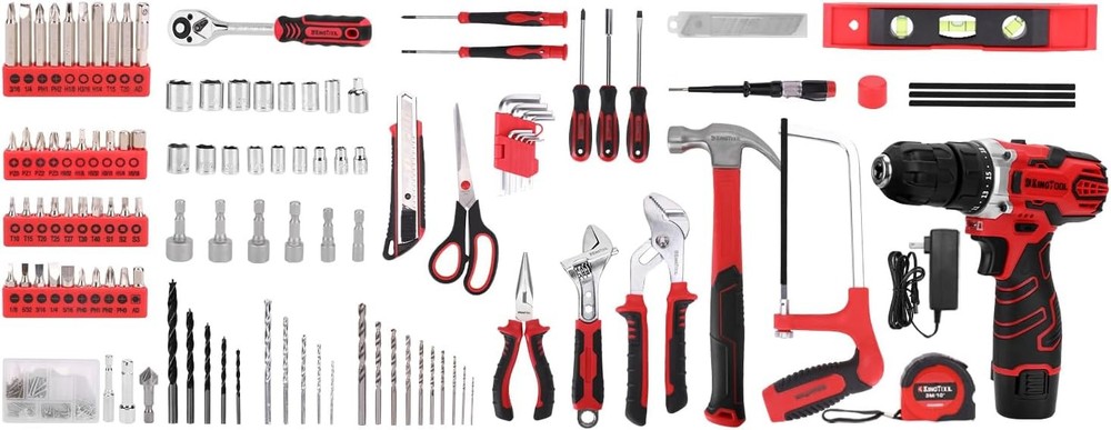 276-Piece Tool Set Kit - Tool Kit with 12V Cordless Power Drill Driver Toolbox S