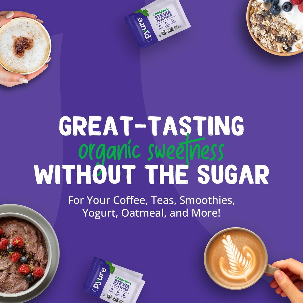 Pyure Organic Stevia Packets | Zero Calorie Sweetener, Non-GMO | 1000 Packets