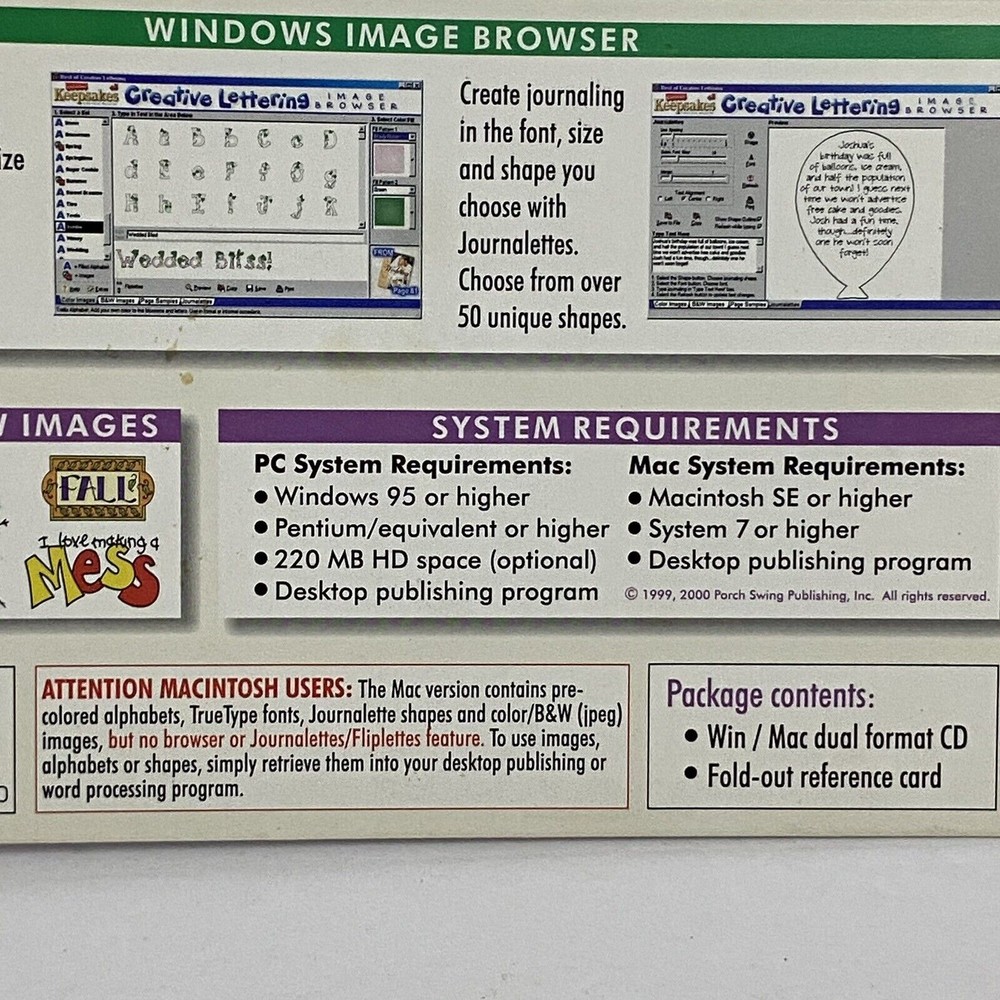 CREATIVE LETTERING COMBO - Keepsakes WIN/MAC CD-ROM 1999 2000