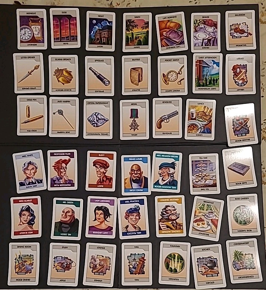 2006 Clue Game Replacement 42 Card Deck, Case File Envelope & DVD