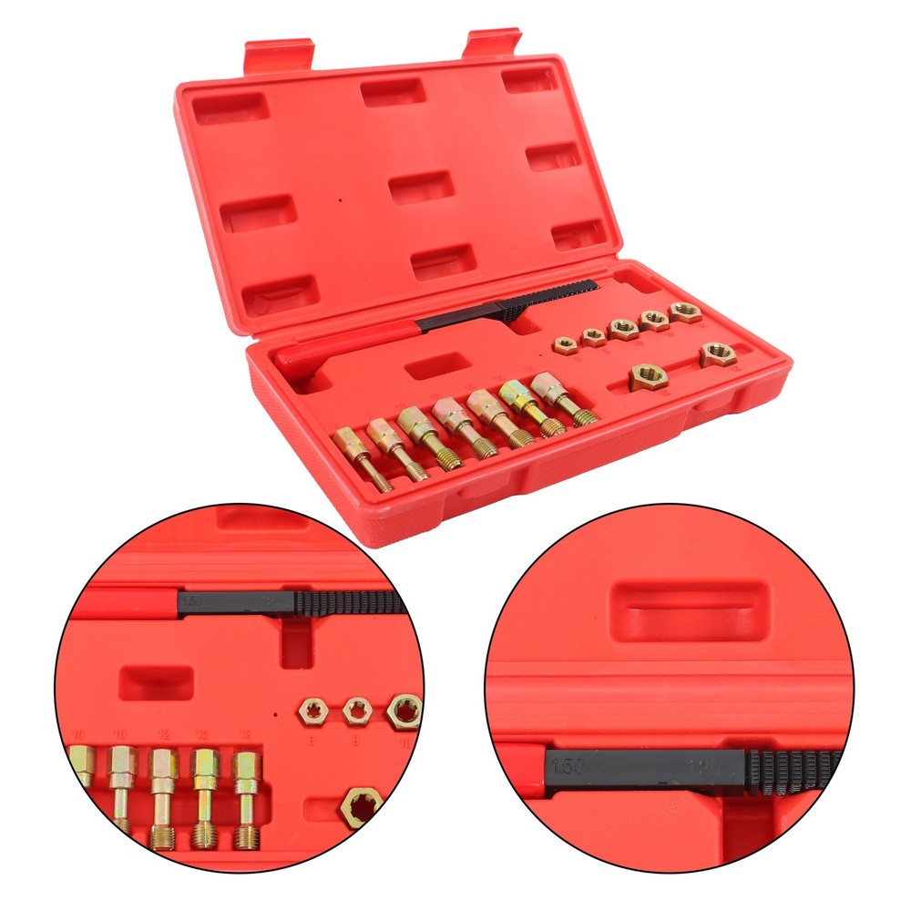15PC Metric Thread Repair Tools Kit Master Thread Restorer Set Rethreading Tool