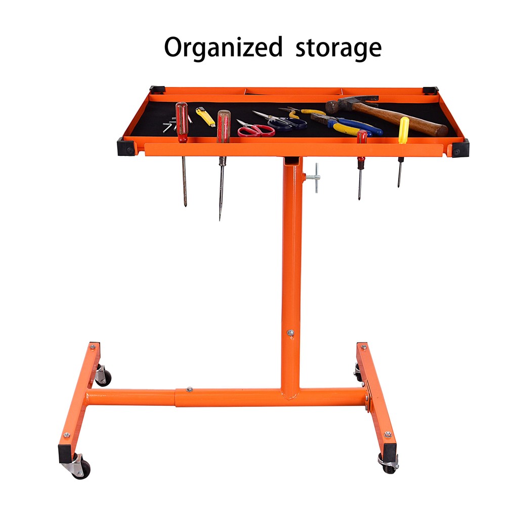 Rolling Tool Table 220lbs Capacity Tear Down Tray Mobile Work Table with Wheels