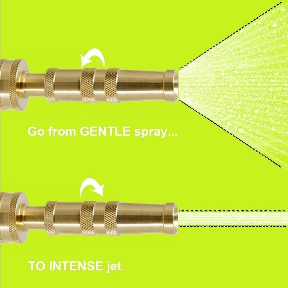 Solid Brass Adjustable Garden Hose Nozzle Set - 4 Spray Holes for Max Flow