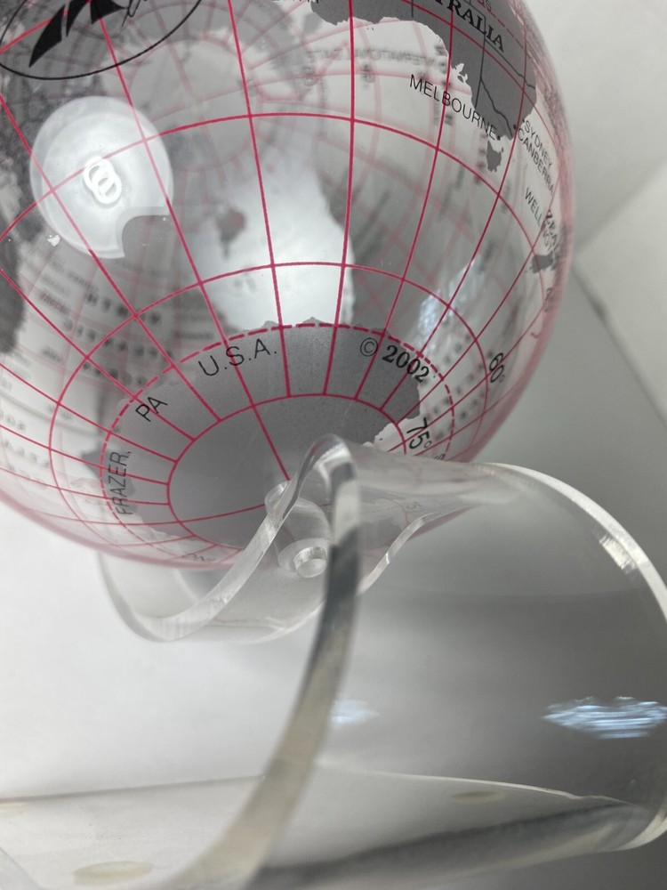 2002 Spherical Concepts 8" Clear World Globe Acrylic Stand Desk Globe