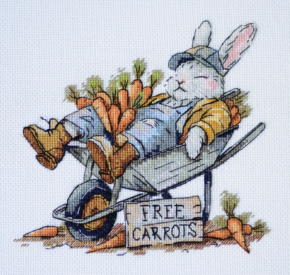 Bunny Rabbit Free carrots Counted Cross Stitch Kit – DIY Needlework Craft
