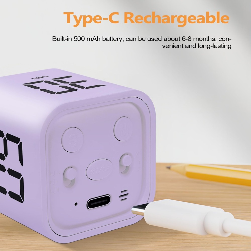 MultiFunction Cube Timer, 5/10/30/60 Min & Custom Count Down, Included Pause ...