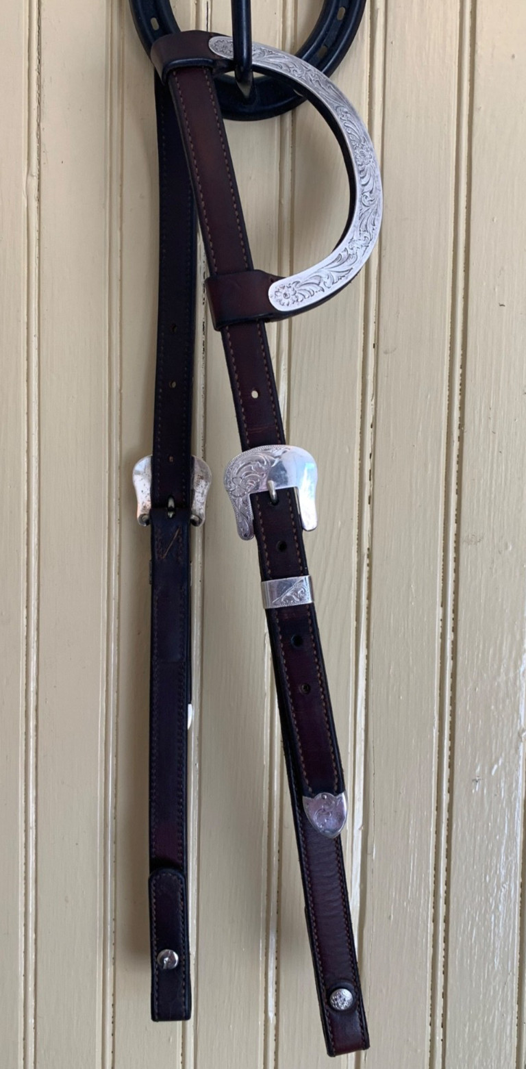 VOGT Sterling Silver Horse Show SLIDING ONE EAR HEADSTALL Leather Western Bridle