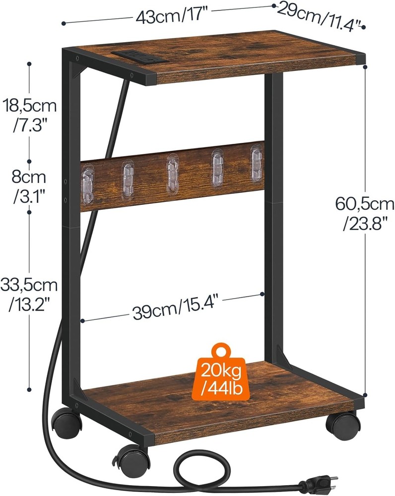 HOOBRO Computer Tower Stand, PC Stand with Charging Rustic Brown, Black