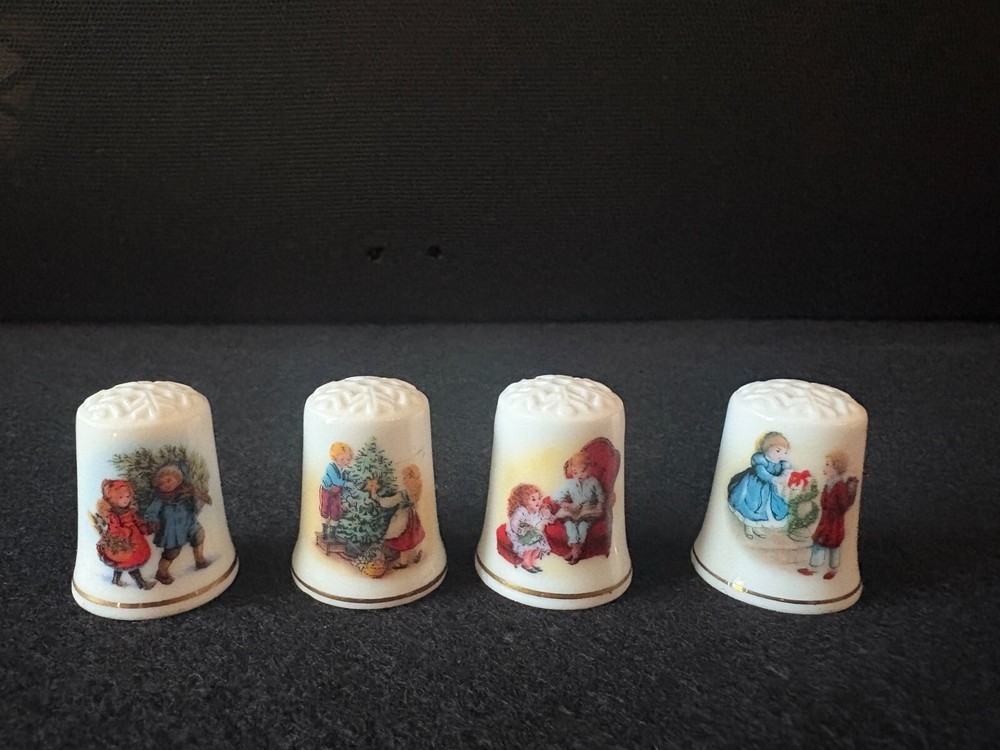 Avon Christmas Thimbles 1981, 1982, 1983, 1984