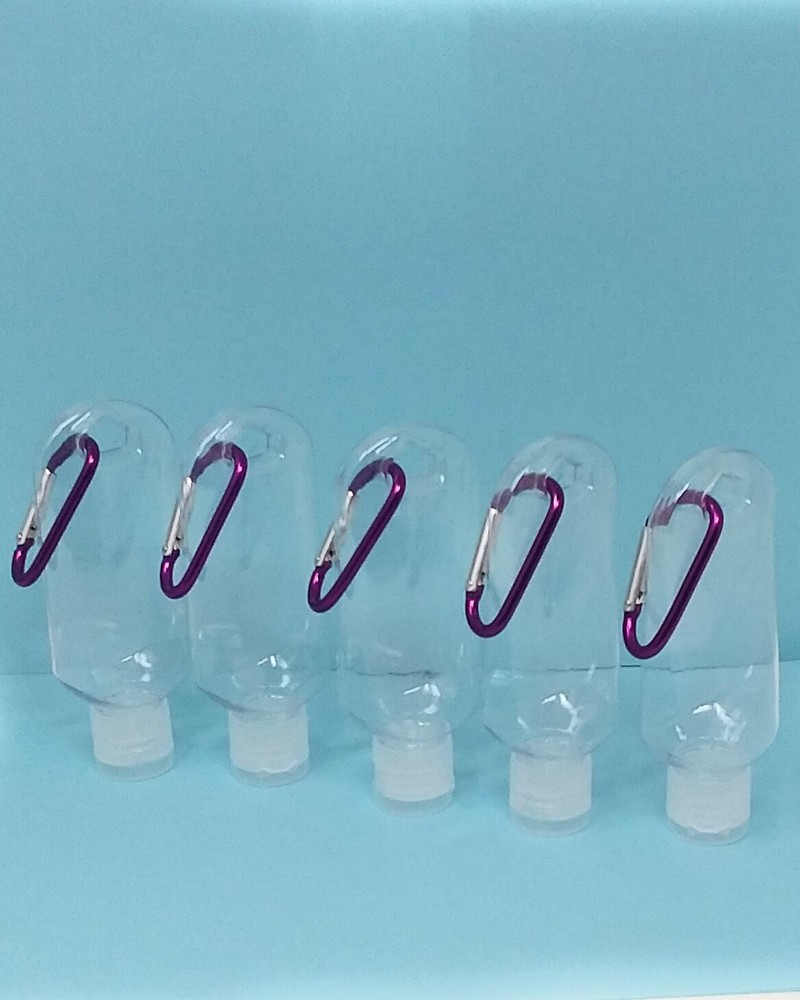50ML Empty Leak proof Flip Cap Refillable Bottle with Key chain Hook Carabiner