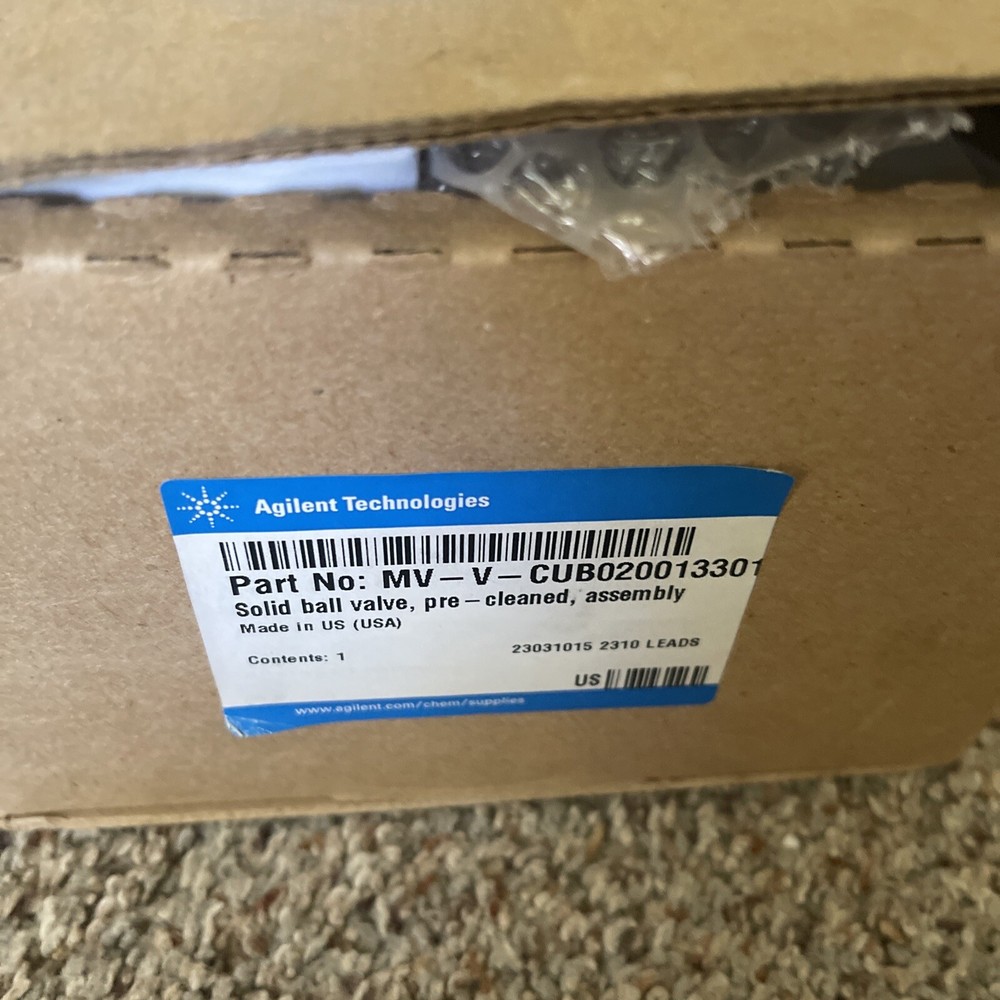 Agilent MV-V-CUB020013301 Solid Ball Valve Pre-Cleaned Assembly New Sealed