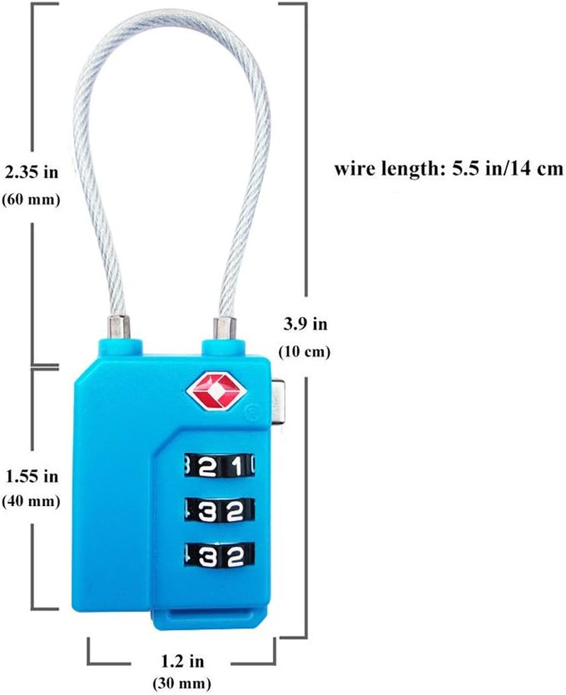 TSA Lock Security 3 Digit Combination Suitcase Luggage Bag Code Lock Padlock (Bl
