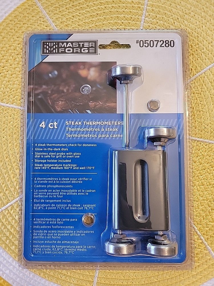 Master Forge 4 Count Steak Meat Thermometer New Sealed