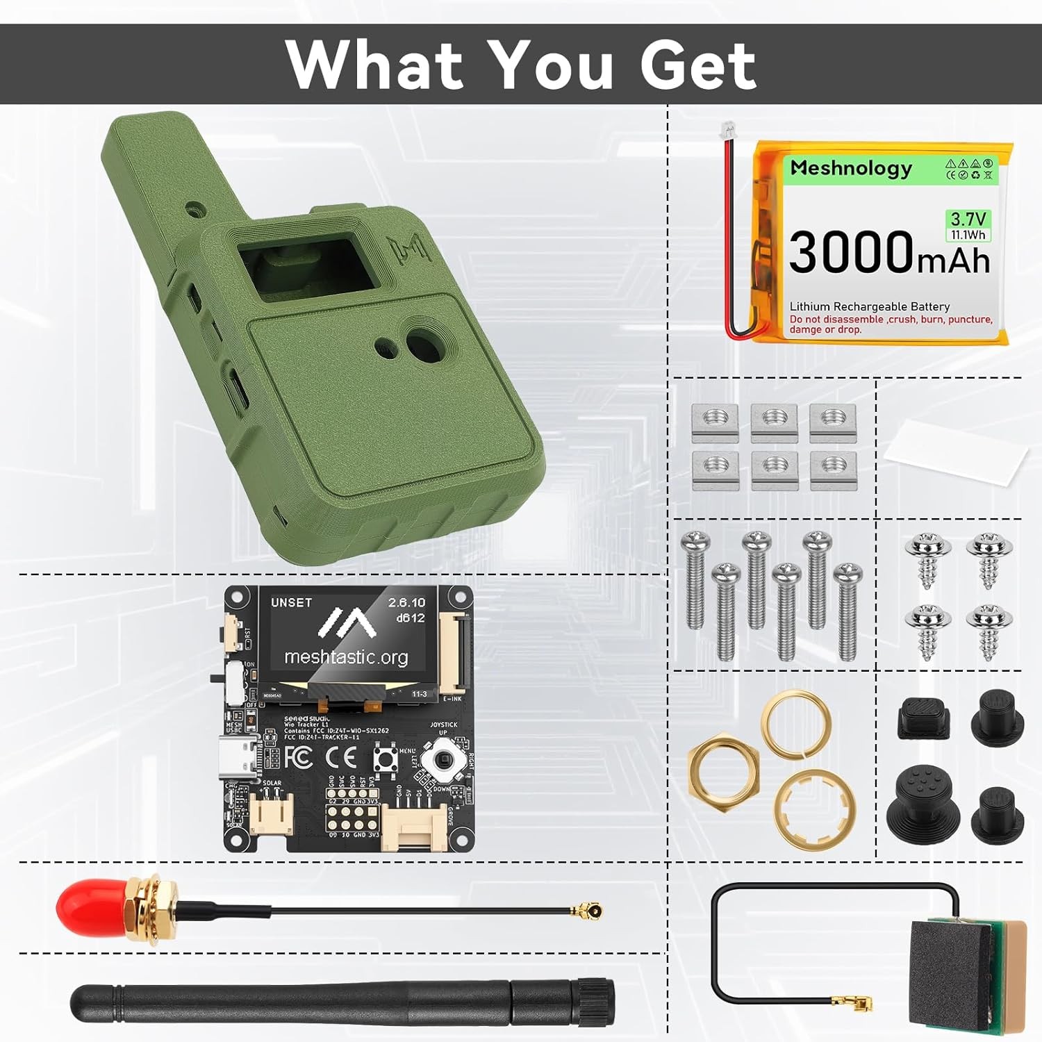 Wio Tracker L1 Meshtastic Node Meshnology Board Kit Bluetooth GPS +Battery+ Case