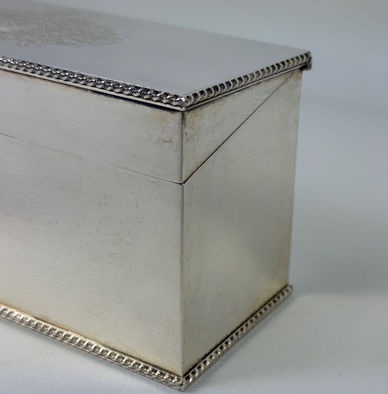 Barker Ellis Vintage Silver Plate Tea Caddy Box, England, 6 Divided Sections