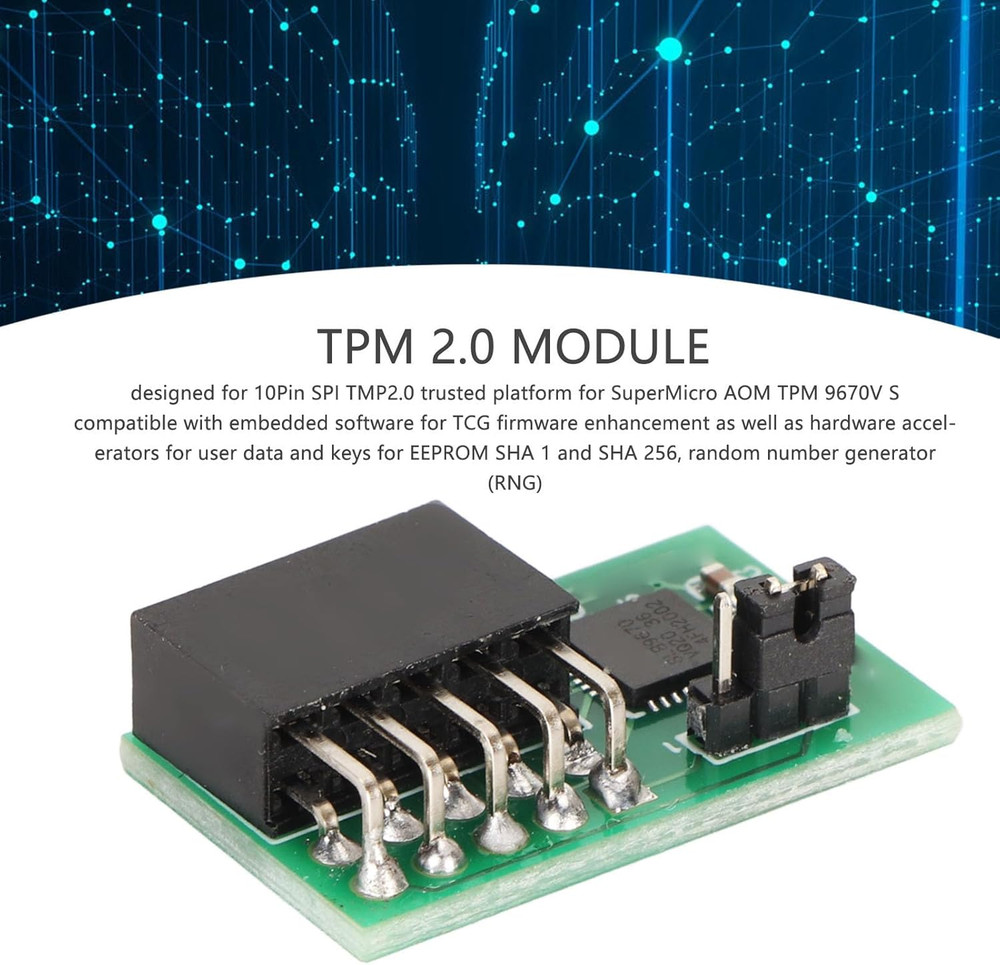 TPM 2.0 Module, 10Pin SPI TMP2.0 Encryption Module for Supermicro AOM TPM 967...