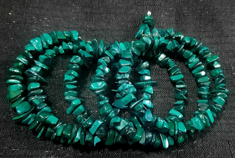 Malachite Memory Wire Wrap Bracelet