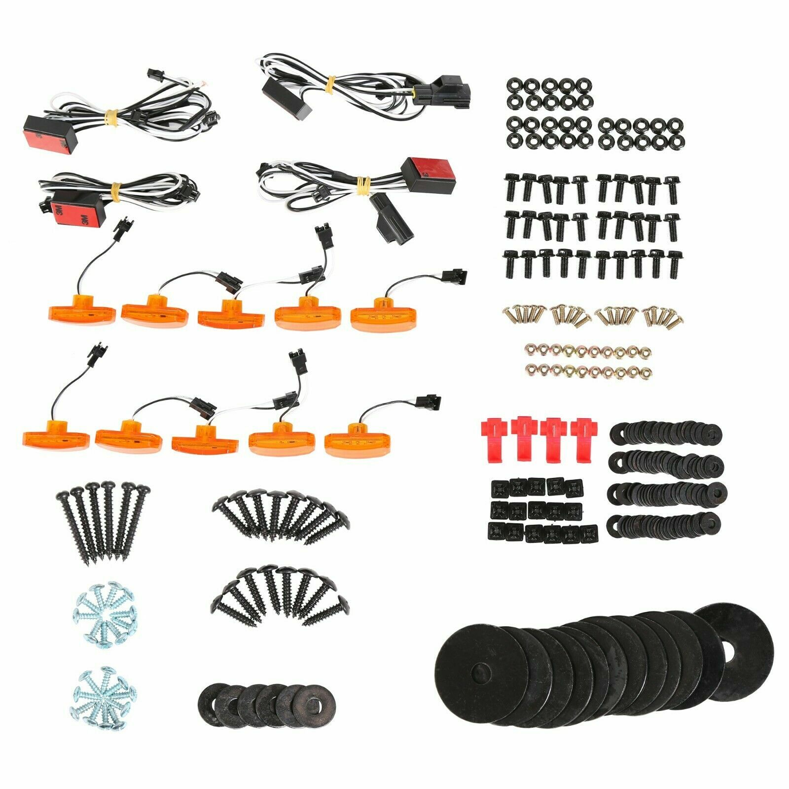 For 07-18 Jeep Wrangler JK Pocket Rivet Style Smooth Fender Flares w/LED 4PCS