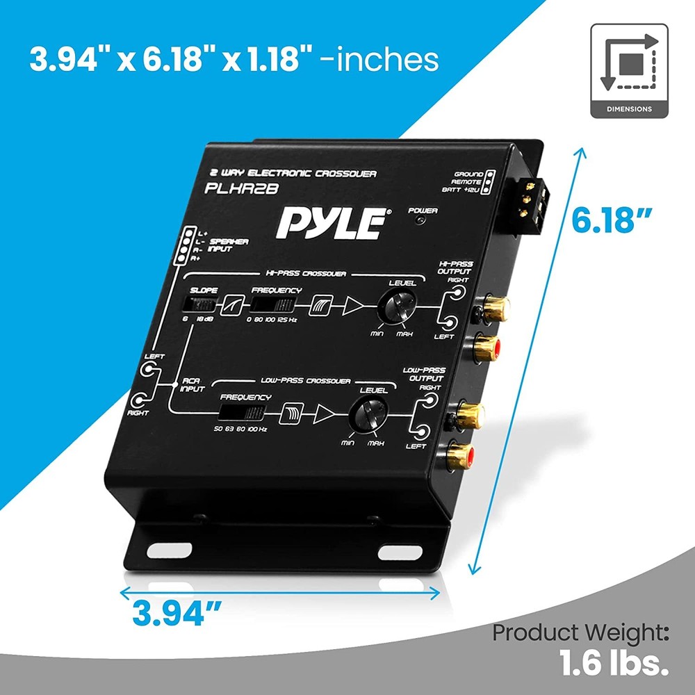 Pyle PLXR2B 2-Way Electronic Audio Crossover