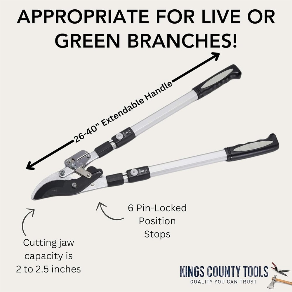 Tree Trimmer Loppers - Double Ratcheting Bypass Pruners - Extendable 26" - 40...