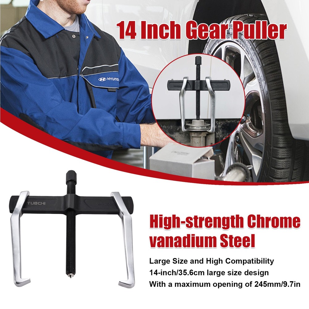 12" 2-Jaw Gear Puller, Adjustable Bearing Puller Gears, Reversible Removal Tool