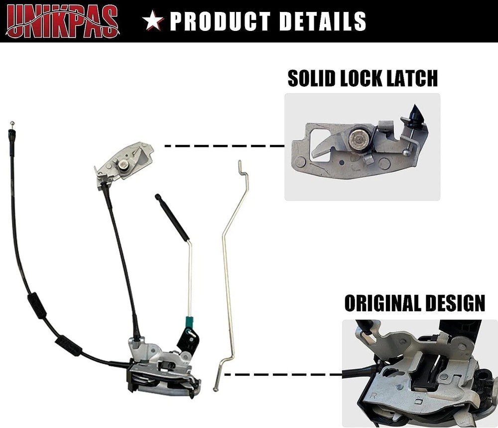 Door Latch Assembly W/cable&rod Compatible For Ford E150 E250 E350 Rear Right Ca