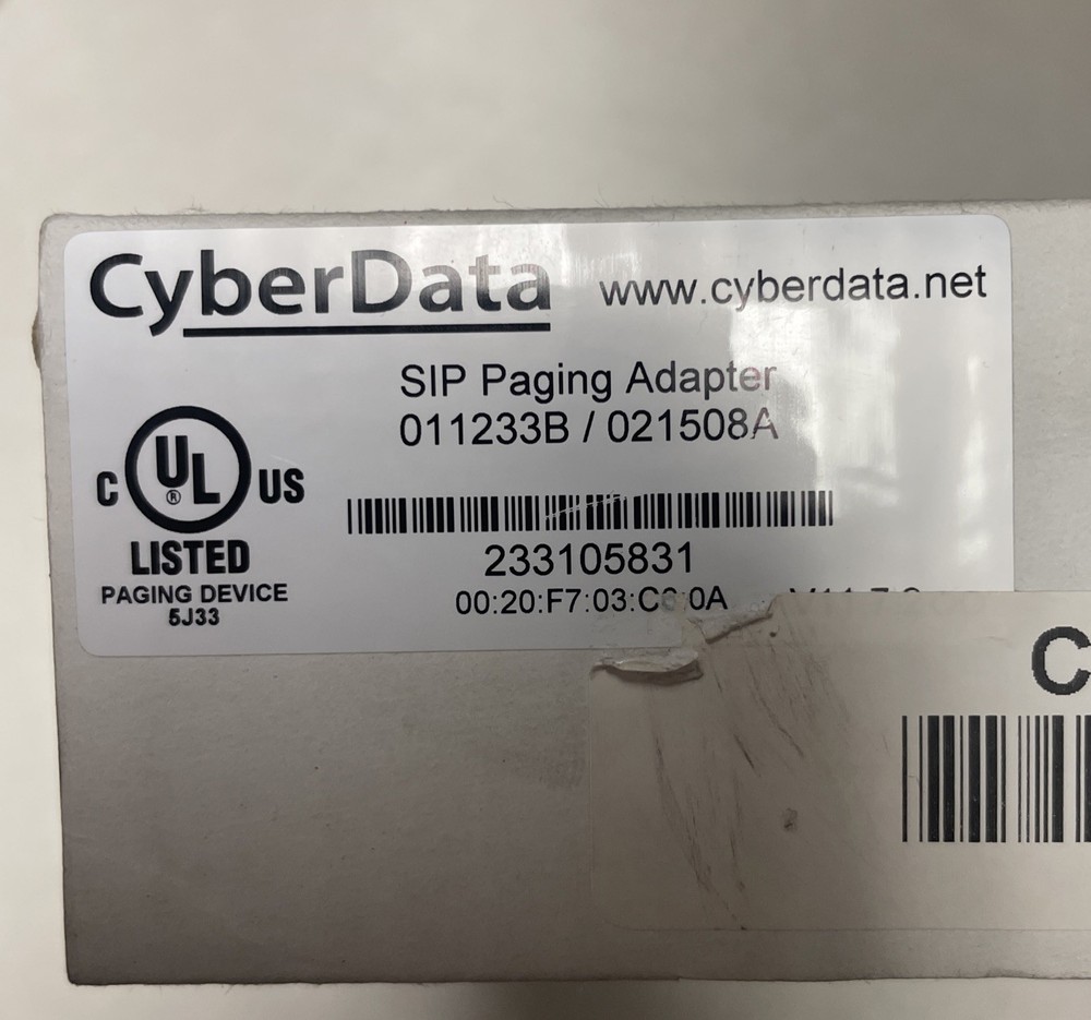 CyberData SIP Paging Adapter 011233B / 021508A