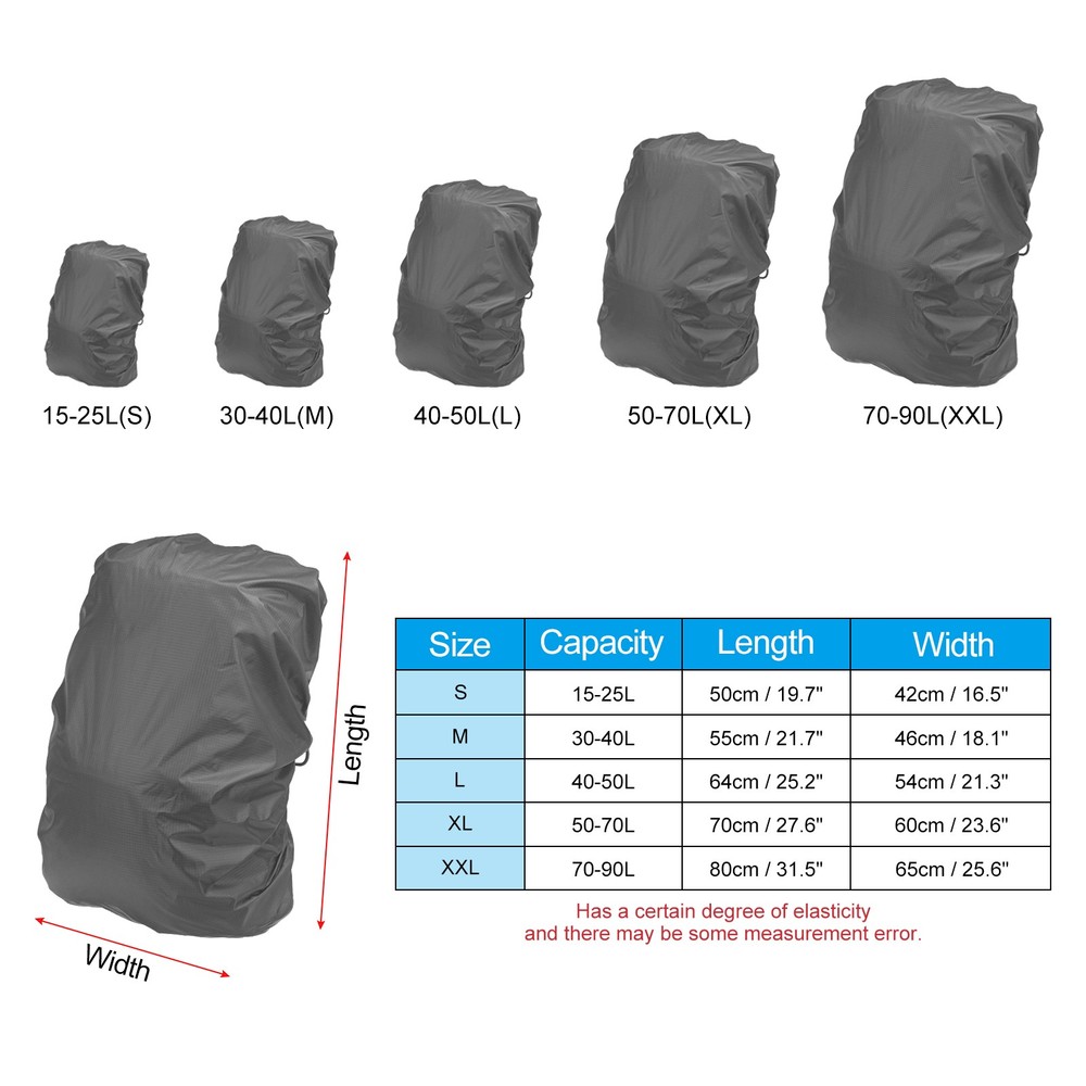 2 Pcs 70-90L Backpack Rain Covers with Drawstring Bag, XXL, Gray Checkered
