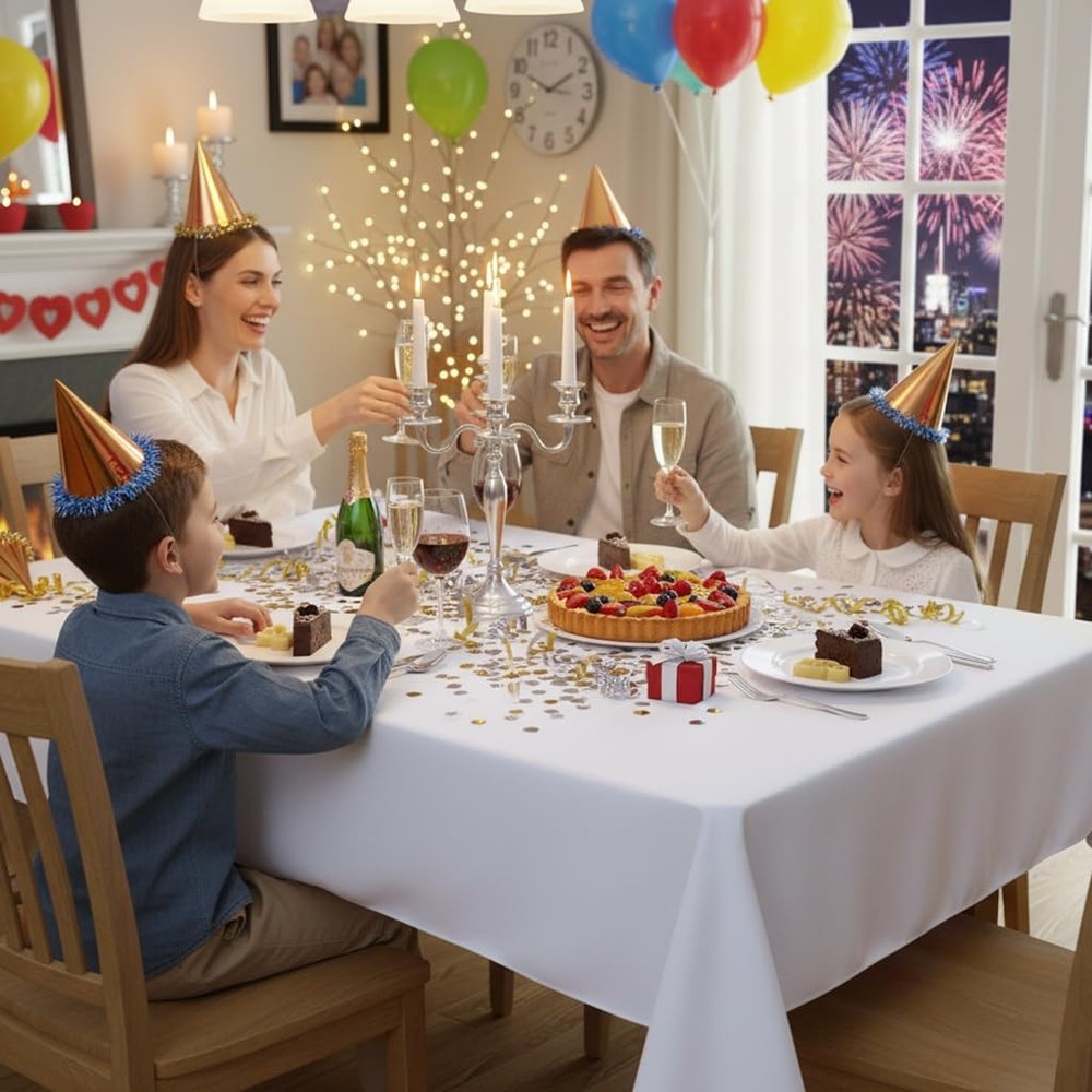 Rectangle Tablecloth - 60 x 84 Inch - Stain and Resistant Washable Polyester ...