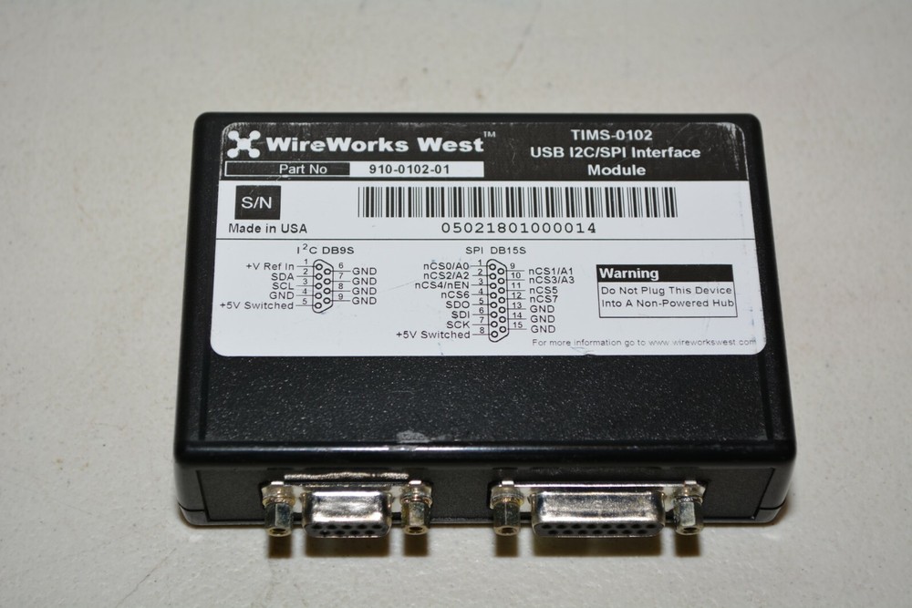 WireWorks West TIMS-0102 USB to I2C/SPI Interface Module P/N: 910-0102-01