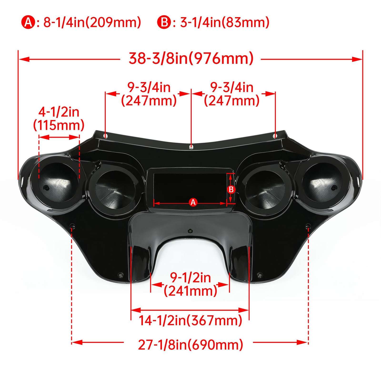 For Harley Davidson Heritage Fatboy Softail Deluxe Batwing Fairing 4 Speaker