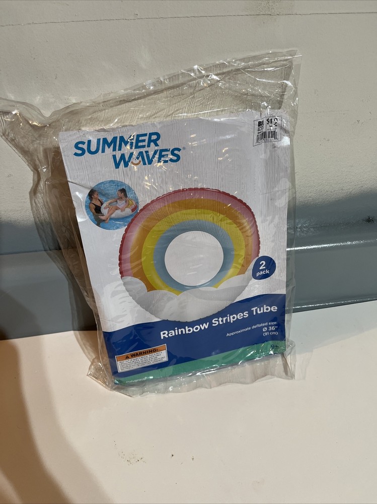 SUMMER WAVES 2 Pack Rainbow Striped Tubes 36”