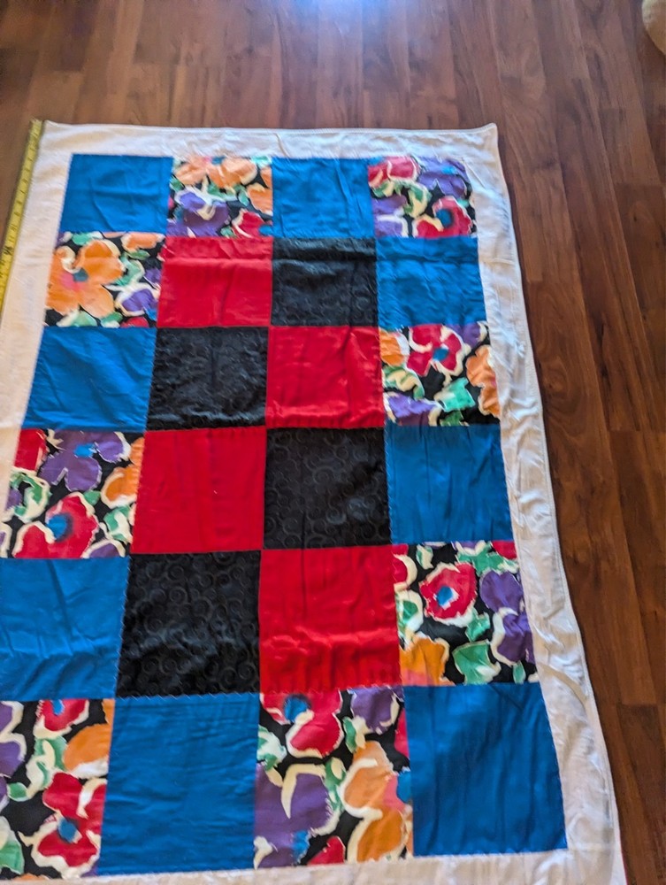 Patchwork Lap Quilt Blanket Throw Multicolor 50”x 35” - Please See Video