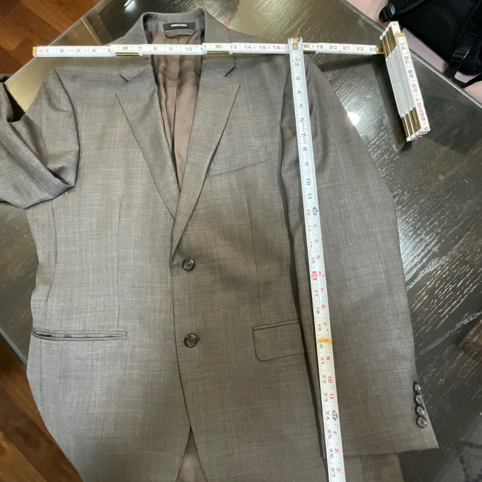 Lauren Ralph Lauren Mens 42R Slim Fit Grey Glen Check Wool Black Label 2 Pc Suit