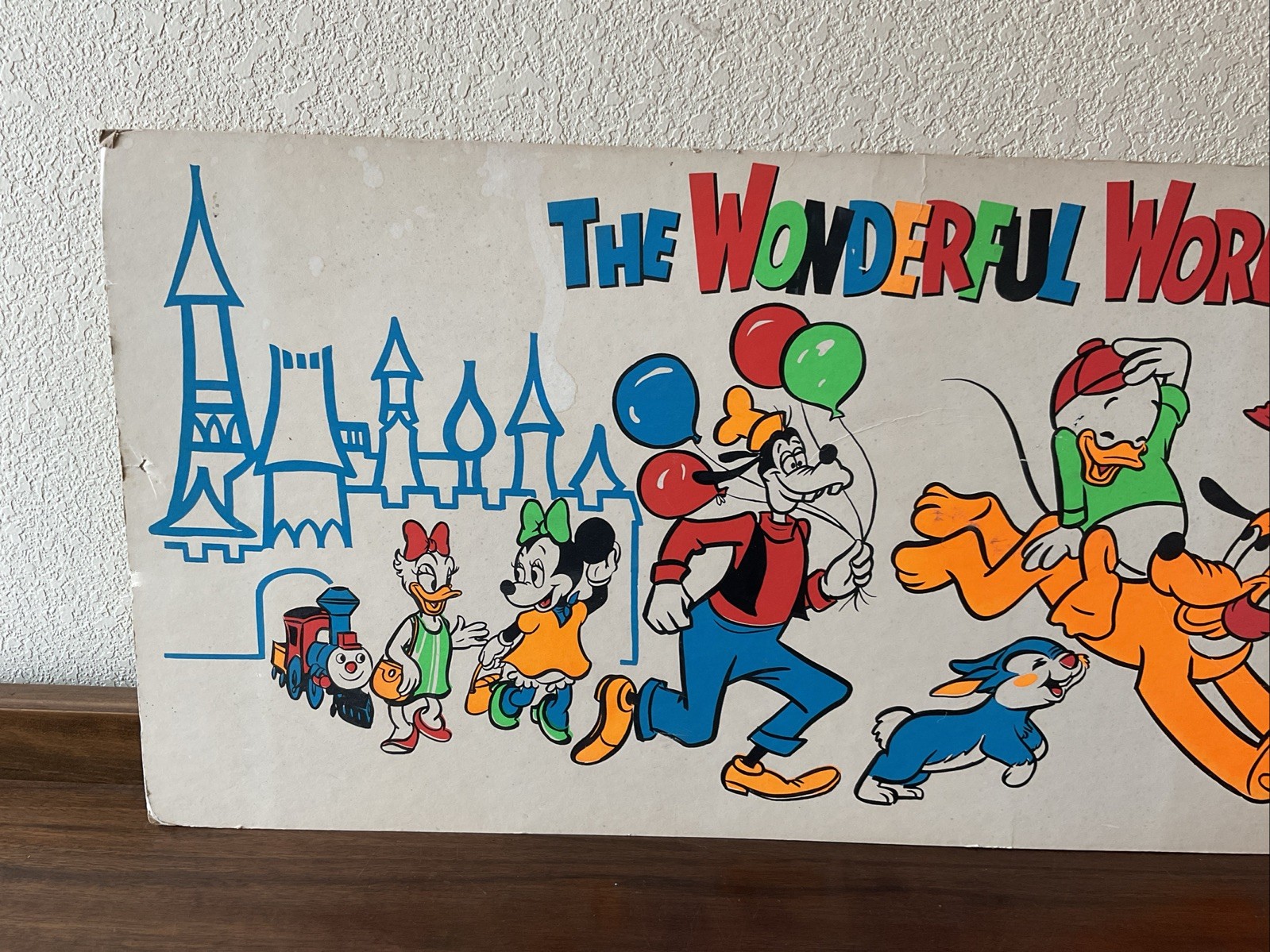Rare! Vintage 47” Walt Disney Store Display Sign Mickey Mouse Wonderful World