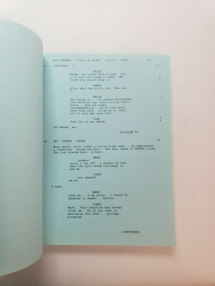ALLY MCBEAL / David E. Kelley 2000 TV Script, CALISTA FLOCKHART "Two's a Crowd"