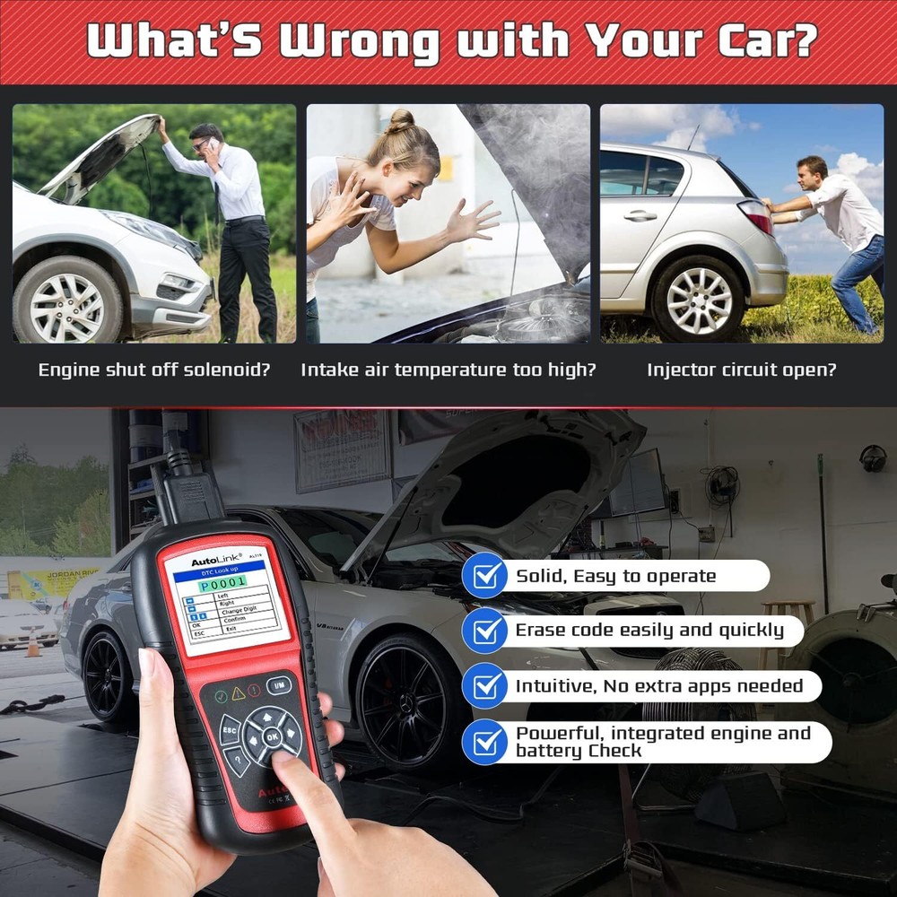 Autel AutoLink AL519 OBD2 Scanner Enhanced Mode 6 Check Engine Code Reader DTC