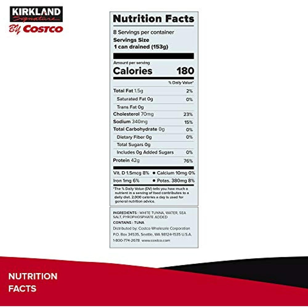 Kirkland Signature Solid White Albacore Tuna, 56 Ounce