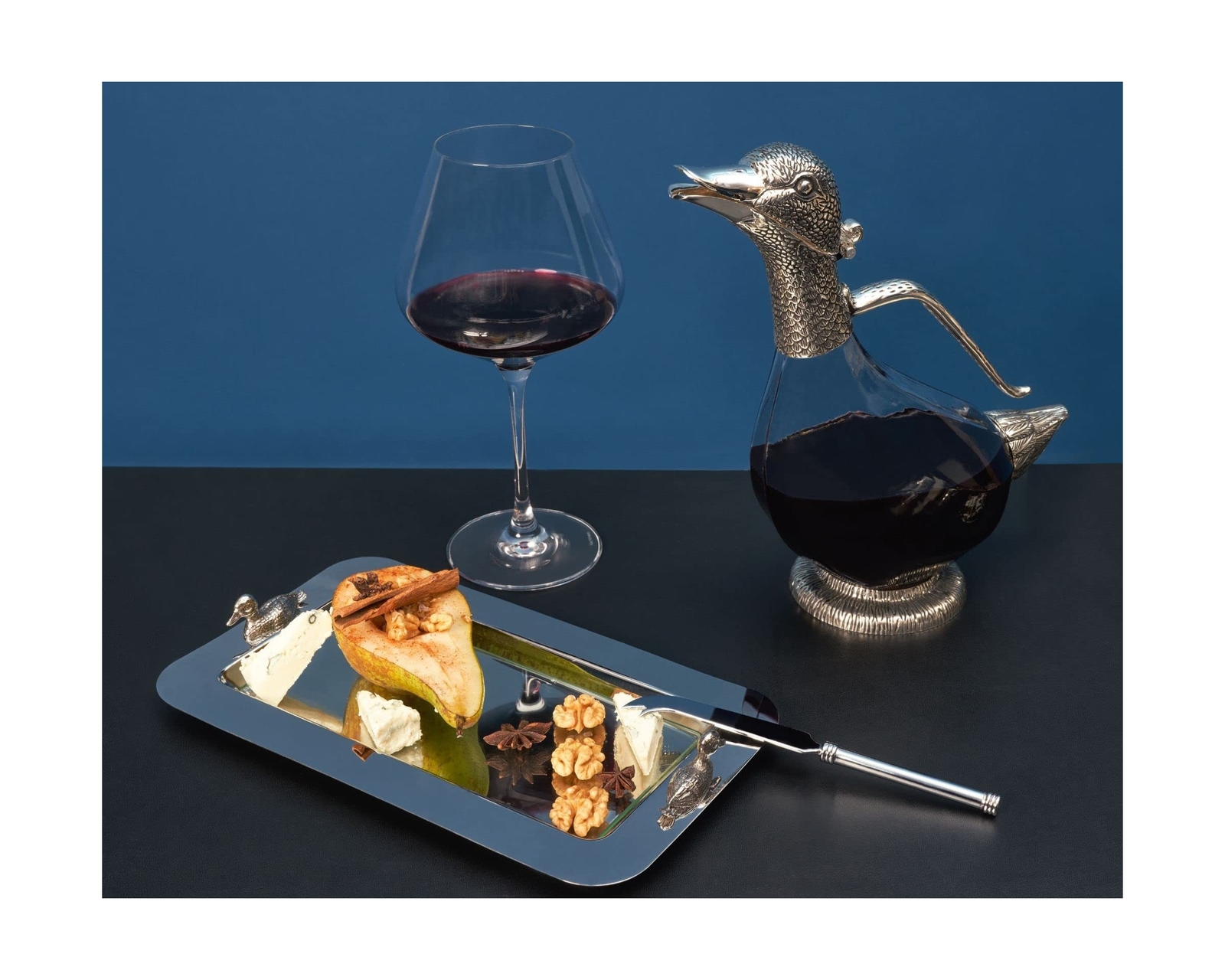 Regent Silverplated Duck Decanter 25.3 oz, 750ml Red Wine Carafe, Wine Gift, ...