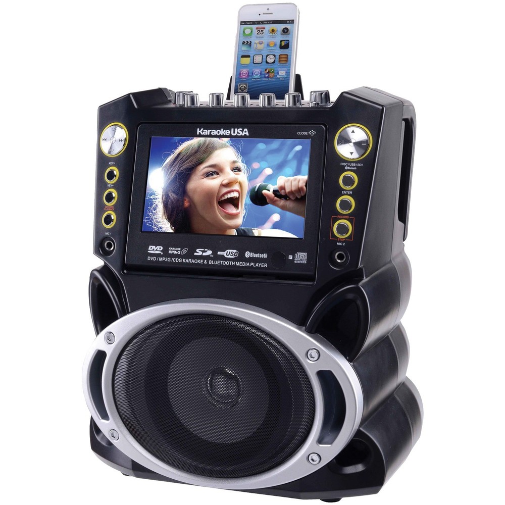 DVD/CDG/MP3G 35W Karaoke Machine, 7" Screen, Bluetooth, Record, 2 Mics