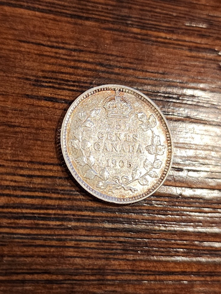 1905 Canada 5 Cents Silver Coin