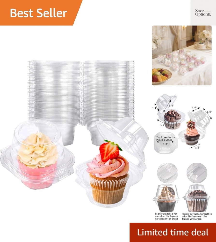 25 Pack Individual Cupcake Containers Plastic Cupcake Boxes Cupcake Holders S...