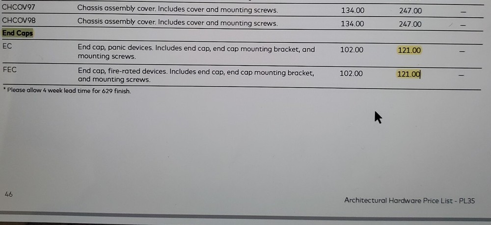 Dorma 9000 "NEW End Cap, Mounting Bracket & Screws for a 9000 Series Exit Device
