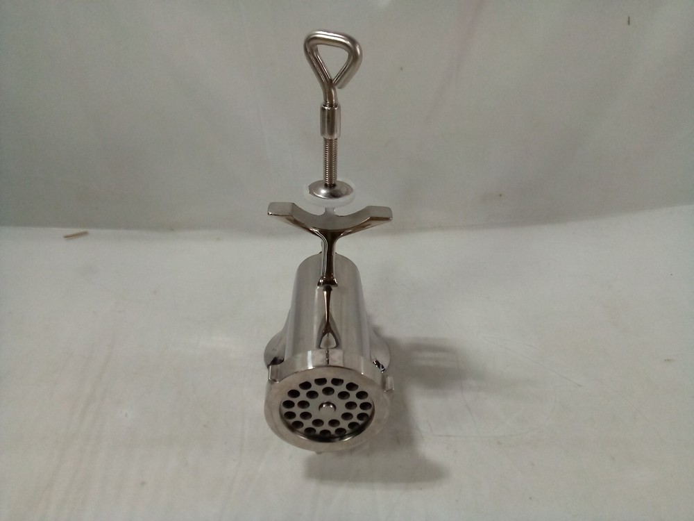 Stainless Steel Manual Meat Grinder, Missing Handle and Bottom
