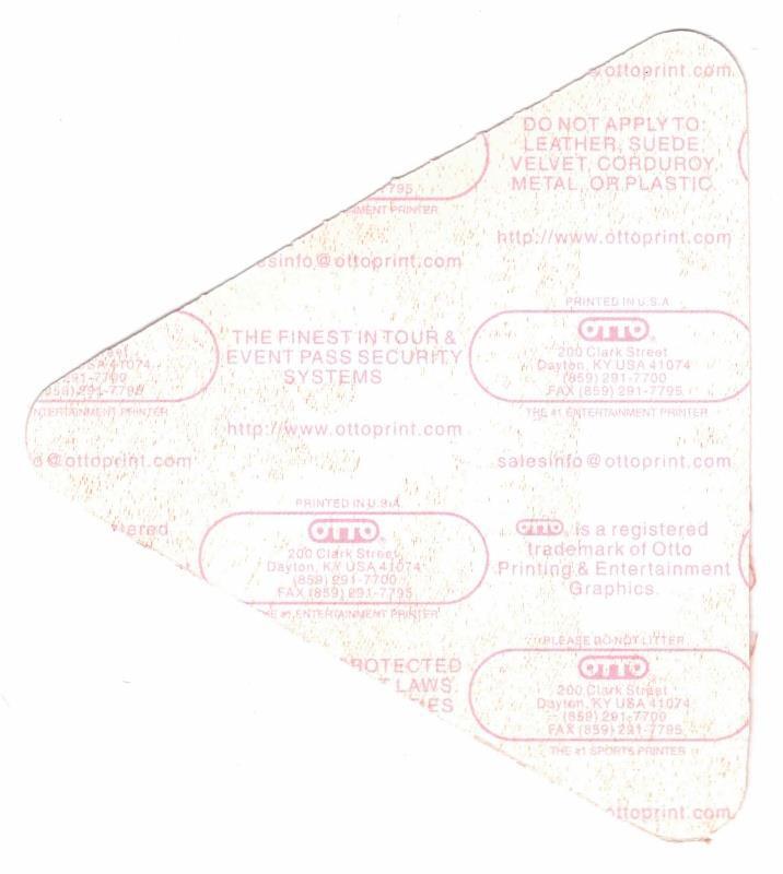 Alter Bridge Blackbird Tour 2007. After Show Red Cloth Backstage Pass