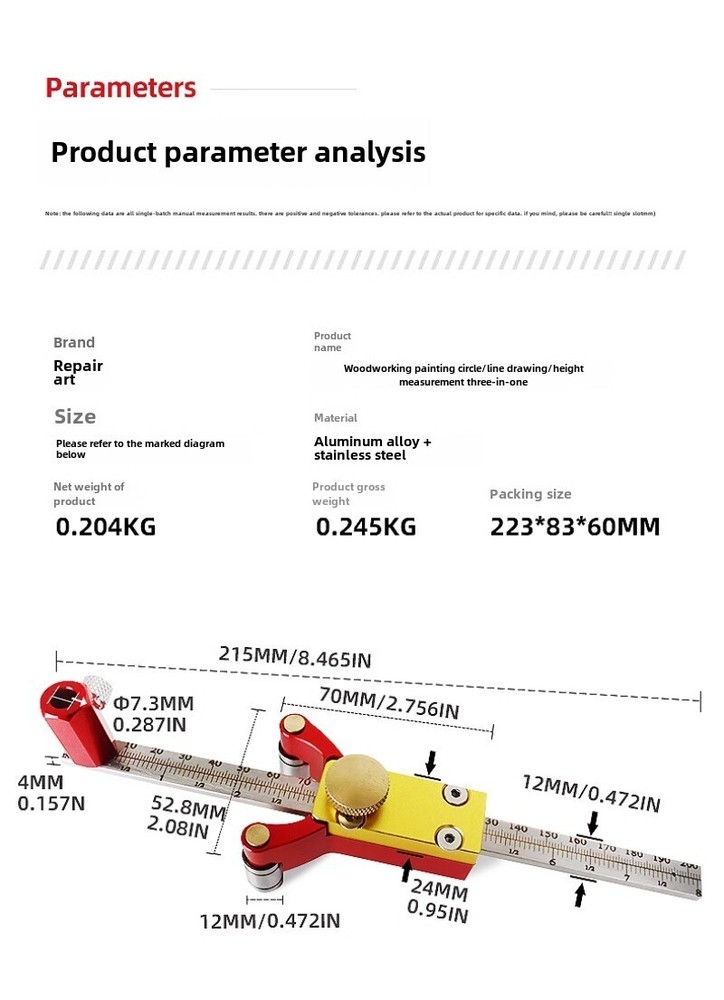Drawing Straight Line Arc Measuring Height Three Multifunctional Drawing Tools