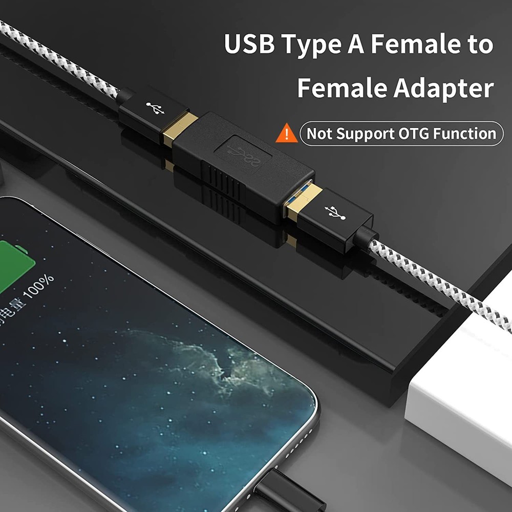 CableCreation USB 3.0 A Female to Adapter - 2 Pack Coupler Black