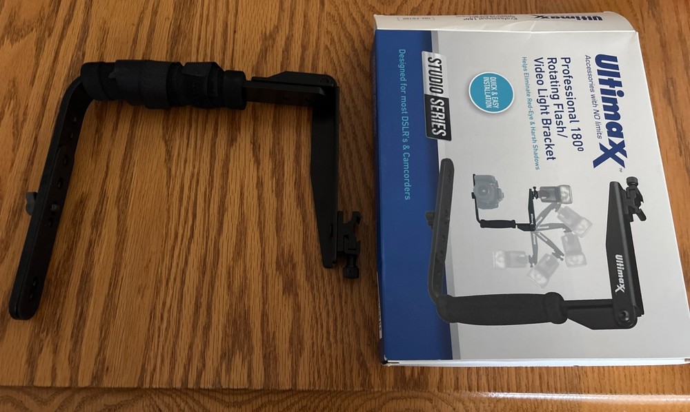 Ultimate Professional 180 Degree Rotating Flash/Video Light Bracket for Camera