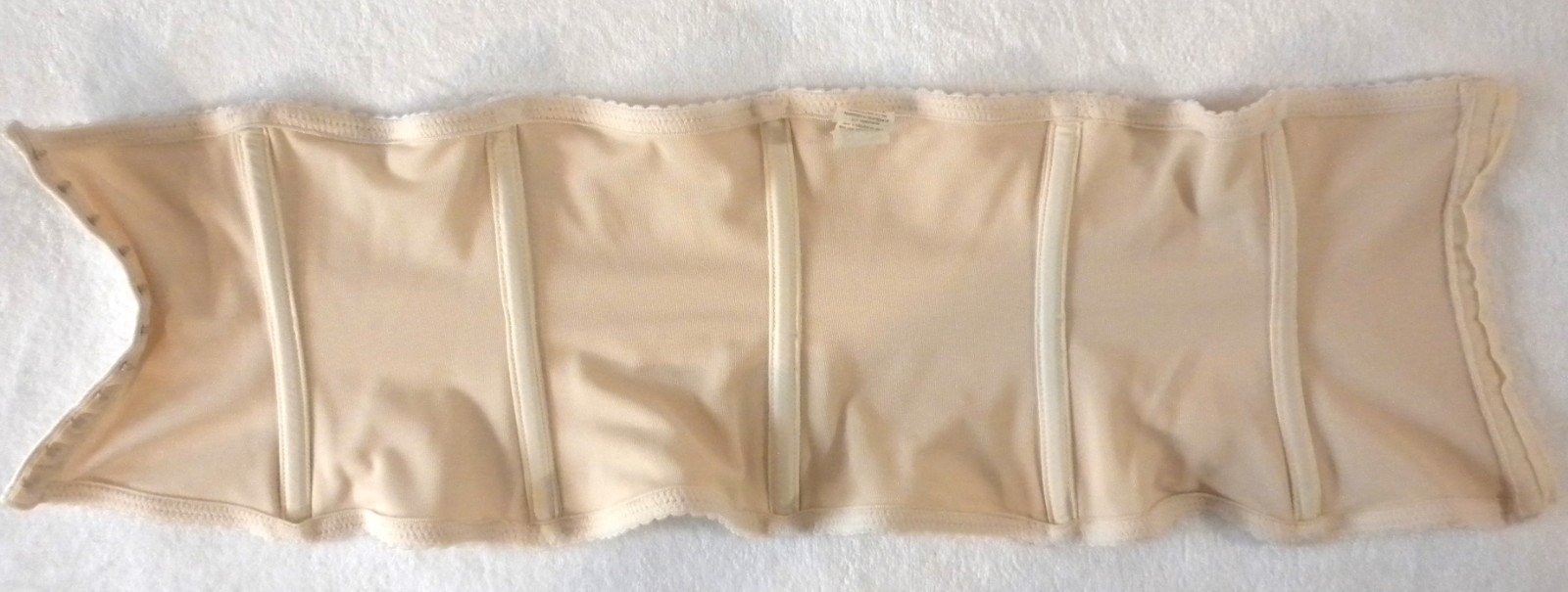 VINTAGE SEARS # 26489 WAIST CINCHER NIPPER BONED CORSET 11 HOOKS XL BEIGE NYLON