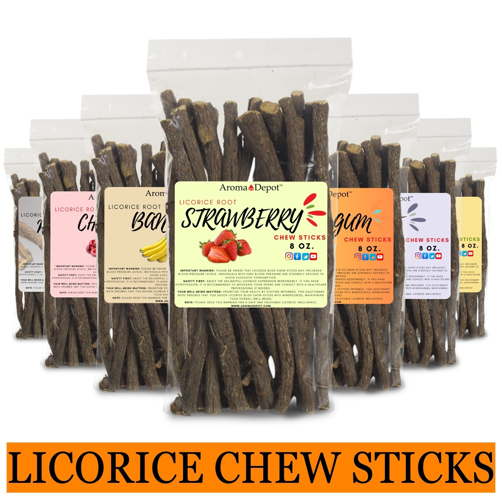 Licorice Root Chew Sticks Bulk 100% Pure Natural Flavored Glycyrrhiza Glabra